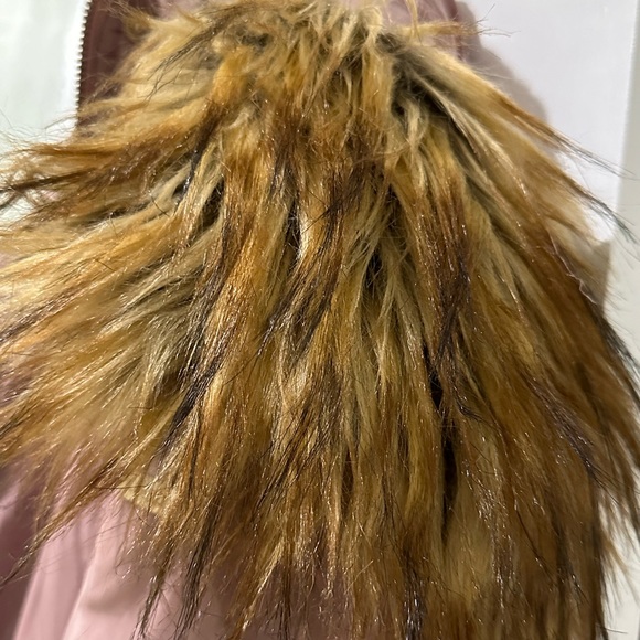 Bebe - Women’s Pink/Mauve Parka Coat Fur Hood - Picture 8 of 14